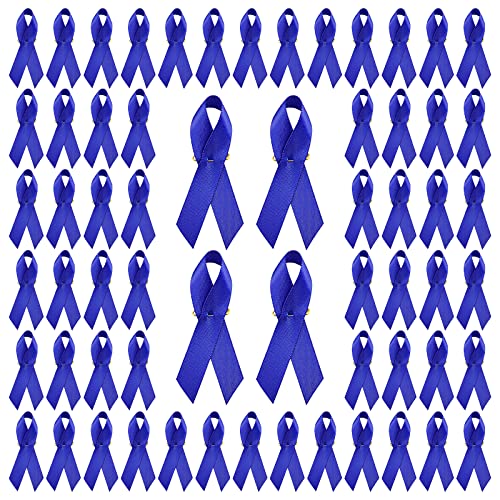 WANDIC 200 Stück Blaue Satinnadeln für Darmkrebs, Prostatakrebs, Blaue Brosche mit Sicherheitsnadeln für Männer oder Frauen, 7,5 cm von WANDIC