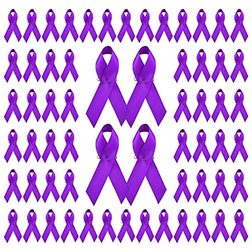 WANDIC 200 x violette Satin-Anstecknadeln, für häusliche Gewalt, Lupus, Alzheimers, Pancreatic Cancer Bewusstseinsnadeln, violette Brosche, 7,5 cm von WANDIC