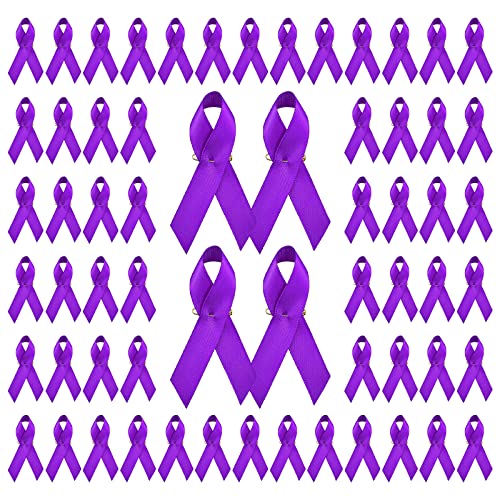 WANDIC 200 Stück 7,5 cm große Broschen mit Satinband und Sicherheitsnadel, zur Sensibilisierung (Bauchspeicheldrüsenkrebs, Alzheimer-Krankheit, Lupus, häusliche Gewalt) von WANDIC