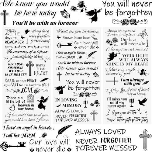 WANDIC 3 Blätter Gedenkwort Inspiration Rub OnTransfer Aufkleber, Religion Kreuz Scrapbook Aufkleber wasserdichte Aufkleber DIY Decalsfor Dekoration, 15 * 30cm von WANDIC