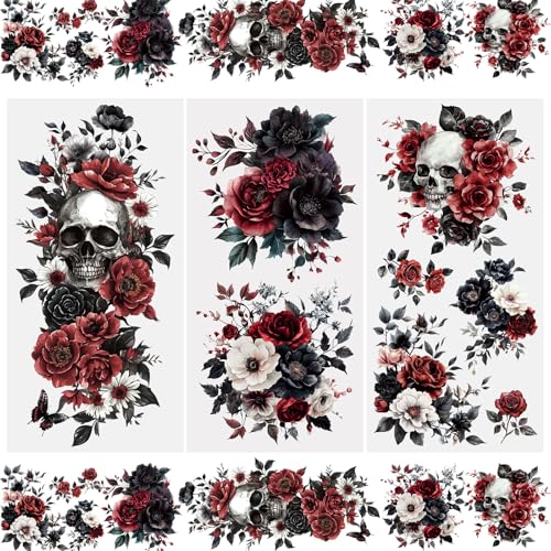 WANDIC 3 Bögen Transfer-Aufkleber, Gothic, dunkle Blumen, wasserfest, Möbelhandwerk, dekorativ, Junk-Tagebücher für Bastelarbeiten, Scrapbooking, 15 x 30 cm WANDIC 3 Bögen Transfer-Aufkleber, Gothic, dunkle Blumen, wasserfest, Möbelhandwerk, dekorativ, Junk-Tagebücher für Bastelarbeiten, Scrapbooking, 15 x 30 cm von WANDIC