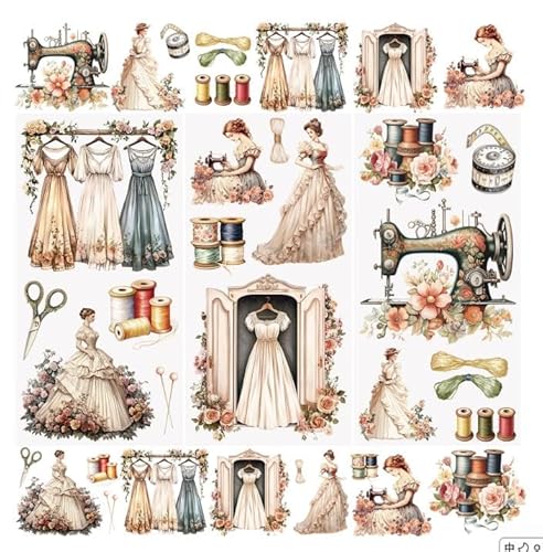 WANDIC 3 Bögen Transfer-Aufkleber, Retro-Kleid, Schrankmuster, DIY, wasserdicht, Möbel, dekorative Transferaufkleber für Scrapbooking, 15 x 30 cm von WANDIC