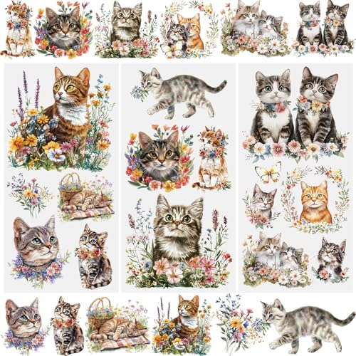 WANDIC 3 Bögen Transfer-Aufkleber, Tier-Kätzchen-Stil, wasserdichte Aufkleber, Möbelhandwerk, dekorativ, Junk-Tagebücher für Scrapbooking, 15 x 30 cm WANDIC 3 Bögen Transfer-Aufkleber, Tier-Kätzchen-Stil, wasserdichte Aufkleber, Möbelhandwerk, dekorativ, Junk-Tagebücher für Scrapbooking, 15 x 30 cm von WANDIC