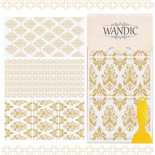 WANDIC 3 Bögen Transfer-Aufkleber, Vintage-Goldlinie, dekorativer Transfer-Aufkleber, Aufkleber für Möbel für Holz, DIY, Scrapbooking, Tassen, Geschenkboxen, 15 x 30 cm WANDIC 3 Bögen Transfer-Aufkleber, Vintage-Goldlinie, dekorativer Transfer-Aufkleber, Aufkleber für Möbel für Holz, DIY, Scrapbooking, Tassen, Geschenkboxen, 15 x 30 cm von WANDIC