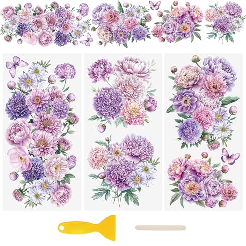 WANDIC 3 Bögen UV-Transfer-Aufkleber, violettes Blumen-Thema, 3D-Aufkleber, für selbstgemachte Glasbecher, Möbel, Wasserflasche, Laptop, Handwerk, 15 x 30 cm WANDIC 3 Bögen UV-Transfer-Aufkleber, violettes Blumen-Thema, 3D-Aufkleber, für selbstgemachte Glasbecher, Möbel, Wasserflasche, Laptop, Handwerk, 15 x 30 cm von WANDIC