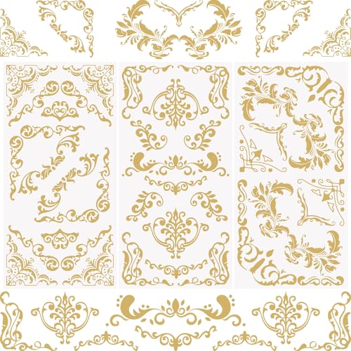 WANDIC 3 Bögen goldene Transfer-Aufkleber, Vintage-Mandala, Transferaufkleber, Retro-Bordüre, Aufkleber für Handwerk, Möbel, DIY, Handwerk, Dekoration, 15 x 30 cm WANDIC 3 Bögen goldene Transfer-Aufkleber, Vintage-Mandala, Transferaufkleber, Retro-Bordüre, Aufkleber für Handwerk, Möbel, DIY, Handwerk, Dekoration, 15 x 30 cm von WANDIC