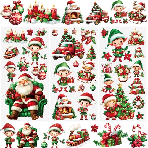 WANDIC 3 Bögen rote Cartoon-Weihnachtsaufkleber zum Basteln, UV-DTF-Aufkleber, Möbel-Transfers, Fensteraufkleber, DIY-Aufkleber für Handarbeit, Dekoration WANDIC 3 Bögen rote Cartoon-Weihnachtsaufkleber zum Basteln, UV-DTF-Aufkleber, Möbel-Transfers, Fensteraufkleber, DIY-Aufkleber für Handarbeit, Dekoration von WANDIC