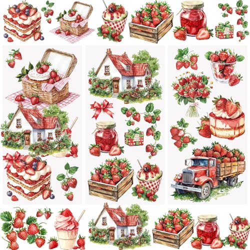 WANDIC 3 Bogen Rub on Transfer Stickers, Erdbeeren Möbel Aufkleber Wand mit Süße Desserts Muster, Wasserdicht, Handarbeiten, Journal, DIY Kunsthandwerk, Dekor für Fotoalbum und Scrapbook, 15 x 30 cm WANDIC 3 Bogen Rub on Transfer Stickers, Erdbeeren Möbel Aufkleber Wand mit Süße Desserts Muster, Wasserdicht, Handarbeiten, Journal, DIY Kunsthandwerk, Dekor für Fotoalbum und Scrapbook, 15 x 30 cm von WANDIC