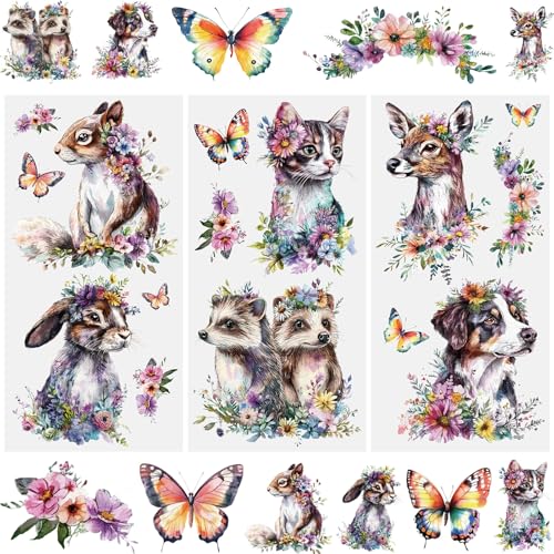 WANDIC 3 Bogen Rub on Transfer Stickers, Phantasie Tiere Aufkleber Wand mit Blumen Muster, Wasserdicht, Handarbeiten, Möbel, DIY Kunsthandwerk, Dekorieren für Fotoalbum und Scrapbook, 15 x 30 cm WANDIC 3 Bogen Rub on Transfer Stickers, Phantasie Tiere Aufkleber Wand mit Blumen Muster, Wasserdicht, Handarbeiten, Möbel, DIY Kunsthandwerk, Dekorieren für Fotoalbum und Scrapbook, 15 x 30 cm von WANDIC