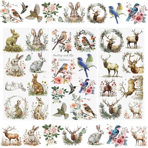 WANDIC 3 Bogen Rub on Transfer Stickers, Tiere Aufkleber Wand mit Kleiderschrank Muster, Wasserdicht, Handarbeiten, Möbel, DIY Kunsthandwerk, Dekorieren für Fotoalbum und Scrapbook, 15 x 30 cm WANDIC 3 Bogen Rub on Transfer Stickers, Tiere Aufkleber Wand mit Kleiderschrank Muster, Wasserdicht, Handarbeiten, Möbel, DIY Kunsthandwerk, Dekorieren für Fotoalbum und Scrapbook, 15 x 30 cm von WANDIC