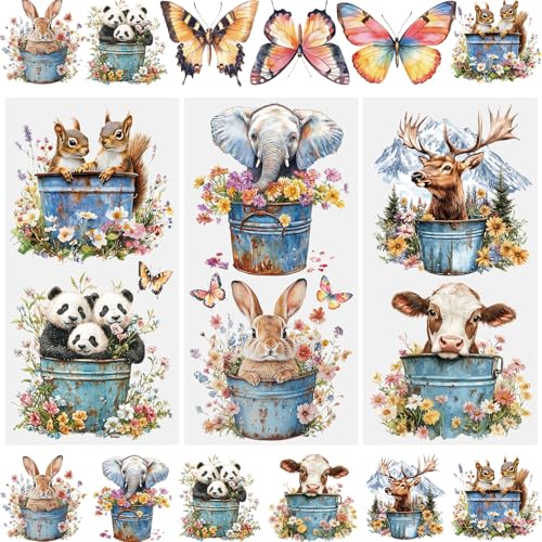WANDIC 3 Bogen Rub on Transfer Stickers, Tiere Aufkleber Wand mit Wasserbehälter Muster, Wasserdicht, Handarbeiten, Möbel, DIY Kunsthandwerk, Dekorieren für Fotoalbum und Scrapbook, 15 x 30 cm WANDIC 3 Bogen Rub on Transfer Stickers, Tiere Aufkleber Wand mit Wasserbehälter Muster, Wasserdicht, Handarbeiten, Möbel, DIY Kunsthandwerk, Dekorieren für Fotoalbum und Scrapbook, 15 x 30 cm von WANDIC