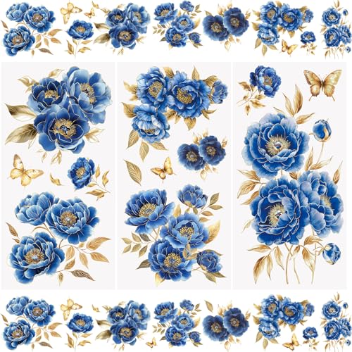 WANDIC 3 x Transfer-Aufkleber, blaues Blumenmuster, wasserdicht, Möbel, Handwerk, Verzierungen für DIY, Scrapbooking, Fotoalben, 15 x 30 cm WANDIC 3 x Transfer-Aufkleber, blaues Blumenmuster, wasserdicht, Möbel, Handwerk, Verzierungen für DIY, Scrapbooking, Fotoalben, 15 x 30 cm von WANDIC