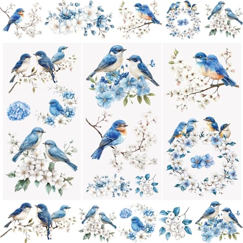 WANDIC 3 x Transfer-Aufkleber zum Aufreiben, blaues Blumen- und Vogelmuster, wasserdichte Aufkleber, Möbelhandwerk für Bastelarbeiten, Scrapbooking, Fotoalben, 15 x 30 cm WANDIC 3 x Transfer-Aufkleber zum Aufreiben, blaues Blumen- und Vogelmuster, wasserdichte Aufkleber, Möbelhandwerk für Bastelarbeiten, Scrapbooking, Fotoalben, 15 x 30 cm von WANDIC