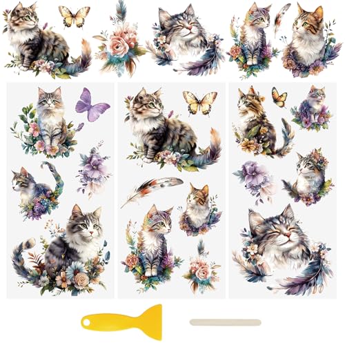 WANDIC 3 x UV-Aufkleber, Motiv: Katzen, Schmetterling, 3D-Aufkleber, wasserdicht, für Raumdekoration, Scrapbooking, Tassen, 15 x 30 cm WANDIC 3 x UV-Aufkleber, Motiv: Katzen, Schmetterling, 3D-Aufkleber, wasserdicht, für Raumdekoration, Scrapbooking, Tassen, 15 x 30 cm von WANDIC