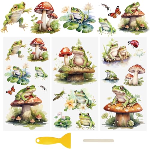 WANDIC 3 x UV-Aufkleber, lebhafte Frösche, Pilzmuster, grün, 3D-Aufkleber, wasserdicht, für Raumdekoration, Scrapbooking, 15 x 30 cm WANDIC 3 x UV-Aufkleber, lebhafte Frösche, Pilzmuster, grün, 3D-Aufkleber, wasserdicht, für Raumdekoration, Scrapbooking, 15 x 30 cm von WANDIC
