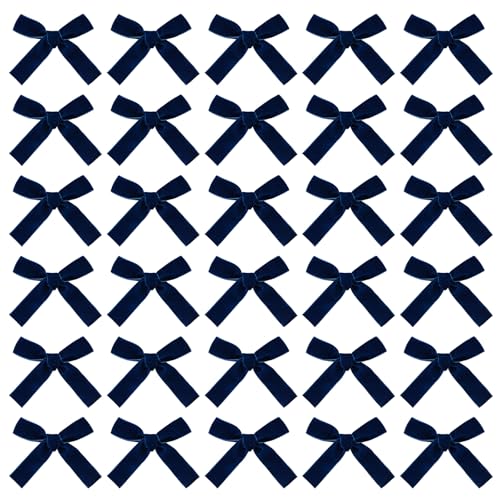WANDIC 30 Stück marineblaue Schleifen für Weihnachtsbaum, Weihnachtsschleifen, Dekorationen, Samtschleifen, kleine Ornamente für Kränze, Hochzeiten, Innenverpackung, Dekoration WANDIC 30 Stück marineblaue Schleifen für Weihnachtsbaum, Weihnachtsschleifen, Dekorationen, Samtschleifen, kleine Ornamente für Kränze, Hochzeiten, Innenverpackung, Dekoration von WANDIC