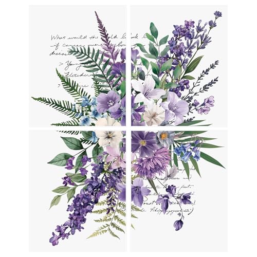 WANDIC 4 Bögen Transfer-Aufkleber, Violette Blumen-Thema, Transferaufkleber, groß, wasserdicht, Möbel-Aufkleber für Heimwerker, Handwerk, Wände, Fenster, 24 x 30 cm WANDIC 4 Bögen Transfer-Aufkleber, Violette Blumen-Thema, Transferaufkleber, groß, wasserdicht, Möbel-Aufkleber für Heimwerker, Handwerk, Wände, Fenster, 24 x 30 cm von WANDIC