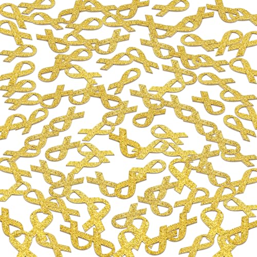 WANDIC 400 Stück gelbes Bandförmiges Wurfkonfetti, Glitzerpapier-Konfetti für gelbes Band, Knochenkrebs, Kindheitskrebs, Blase, Krebs, Bewusstsein von WANDIC