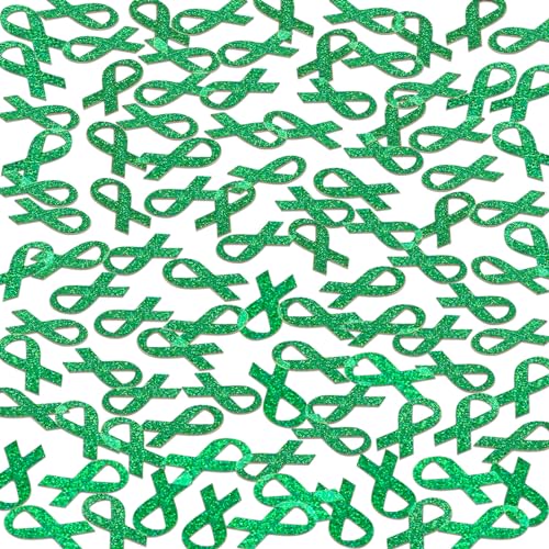 WANDIC 400 Stück grünes Bandförmiges Wurfkonfetti, Glitzerpapier-Konfetti für grünes Band, Hoffnung, Leberkrebs, psychische Gesundheit, Gallenwege, Krebs, Bewusstsein von WANDIC