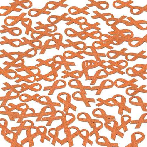 WANDIC 400 Stück orangefarbenes Bandförmiges Wurfkonfetti, Glitzerpapier-Konfetti für Orangenband, Leukämie, Lymphome, Nierenkrebs, Pistole, Gewaltbewusstsein von WANDIC