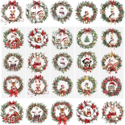 WANDIC 5 Bögen Weihnachtsgirlande, zum Aufreiben, UV-DTF-Aufkleber, Möbel-Transfers, Fensteraufkleber, DIY-Aufkleber für Handarbeit, Dekoration WANDIC 5 Bögen Weihnachtsgirlande, zum Aufreiben, UV-DTF-Aufkleber, Möbel-Transfers, Fensteraufkleber, DIY-Aufkleber für Handarbeit, Dekoration von WANDIC