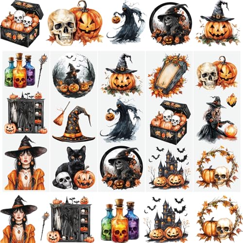 WANDIC 5 Bogen Halloween Rub on Transfer Stickers, Oranger Kürbis Möbel Aufkleber Wand Deko, Wasserdicht, Handarbeiten, Journal, DIY Kunsthandwerk, Dekor für Fotoalbum und Scrapbook, 10 x 30 cm WANDIC 5 Bogen Halloween Rub on Transfer Stickers, Oranger Kürbis Möbel Aufkleber Wand Deko, Wasserdicht, Handarbeiten, Journal, DIY Kunsthandwerk, Dekor für Fotoalbum und Scrapbook, 10 x 30 cm von WANDIC