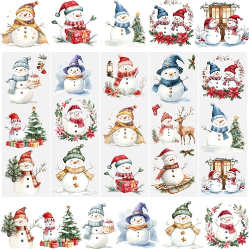 WANDIC 5 Bogen Weihnachtsaufkleber Groß, Schneemann Sticker Weihnachten, Möbel Aufkleber, Wasserdicht, Rub on Sticker Weihnachten Dekor für Junk Journal und Scrapbook, 10 x 30 cm WANDIC 5 Bogen Weihnachtsaufkleber Groß, Schneemann Sticker Weihnachten, Möbel Aufkleber, Wasserdicht, Rub on Sticker Weihnachten Dekor für Junk Journal und Scrapbook, 10 x 30 cm von WANDIC