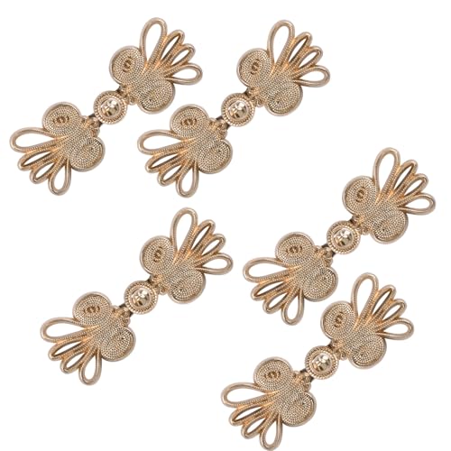 WANDIC 5 Paar goldene Strickjacken-Clips, hohle Blumen-Umhang-Verschlüsse, zum Aufnähen von Haken und Ösen, Cardigan-Clip, Umhang-Verschlüsse für Pullover, Schal von WANDIC