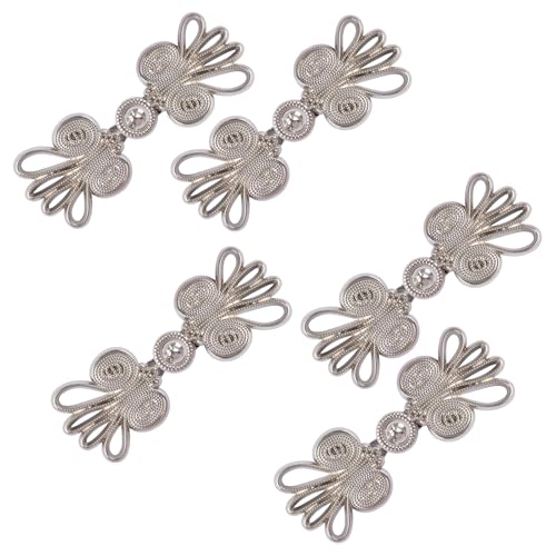 WANDIC 5 Paar silberfarbene Vierpass-Clips, Cardigan-Clips, hohle Blumen-Umhang-Verschlüsse, Haken und Ösen, Cardigan-Clip, Umhang-Verschlüsse für Pullover, Schal WANDIC 5 Paar silberfarbene Vierpass-Clips, Cardigan-Clips, hohle Blumen-Umhang-Verschlüsse, Haken und Ösen, Cardigan-Clip, Umhang-Verschlüsse für Pullover, Schal von WANDIC
