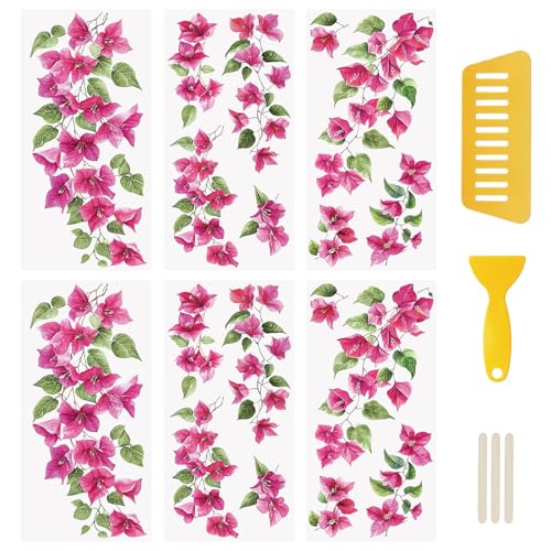 WANDIC 6 Bögen Aufkleber zum Aufreiben, Rosen-rote Blumen-Themen-Dekoration, Transfer-Aufkleber, DIY, wasserdichte Aufkleber für Bastelarbeiten, Heimdekoration, 15 x 30 cm WANDIC 6 Bögen Aufkleber zum Aufreiben, Rosen-rote Blumen-Themen-Dekoration, Transfer-Aufkleber, DIY, wasserdichte Aufkleber für Bastelarbeiten, Heimdekoration, 15 x 30 cm von WANDIC
