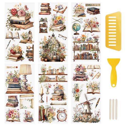 WANDIC 6 Bögen Transfer-Aufkleber, Buchblumen-Thema, Blumen-Aufkleber, wasserdicht, Möbelaufkleber, Aufkleber für DIY, Scrapbooking, Fotoalben, Möbel, 15 x 30 cm WANDIC 6 Bögen Transfer-Aufkleber, Buchblumen-Thema, Blumen-Aufkleber, wasserdicht, Möbelaufkleber, Aufkleber für DIY, Scrapbooking, Fotoalben, Möbel, 15 x 30 cm von WANDIC