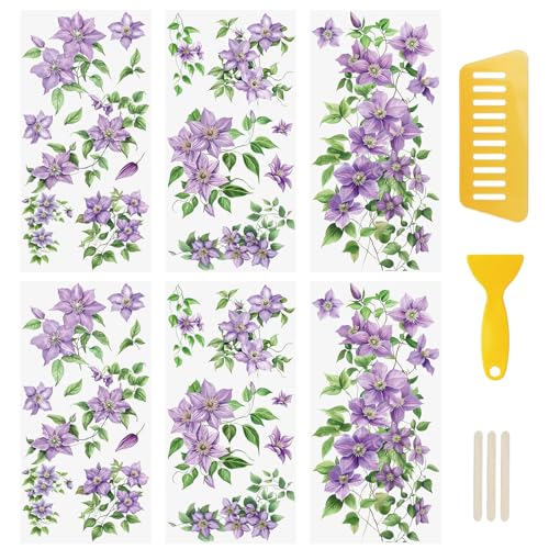 WANDIC 6 Bögen lila Lotusmotiv-Aufkleber zum Aufreiben, Vintage-Blumen-Aufkleber für Bastelarbeiten, Scrapbooking, Fotomöbel, 15 x 30 cm WANDIC 6 Bögen lila Lotusmotiv-Aufkleber zum Aufreiben, Vintage-Blumen-Aufkleber für Bastelarbeiten, Scrapbooking, Fotomöbel, 15 x 30 cm von WANDIC