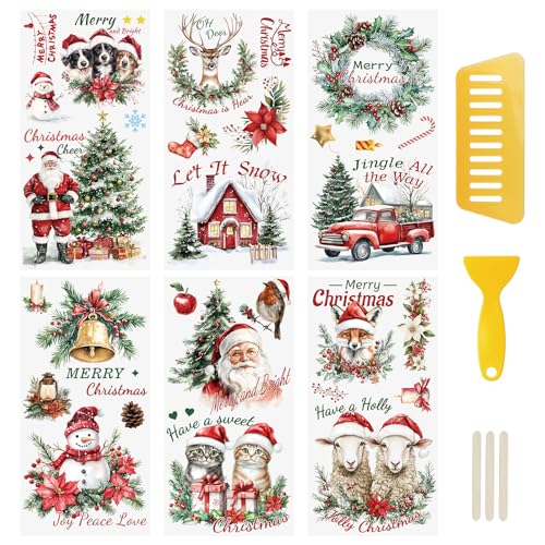 WANDIC 6 Stück Weihnachtsmann Rub On Sticker Weihnachten, Tierweihnacht Winter Weihnachtsaufkleber wasserdichte Aufkleberfür Scrapbook Tagebuch Planer Album,15 * 30cm WANDIC 6 Stück Weihnachtsmann Rub On Sticker Weihnachten, Tierweihnacht Winter Weihnachtsaufkleber wasserdichte Aufkleberfür Scrapbook Tagebuch Planer Album,15 * 30cm von WANDIC