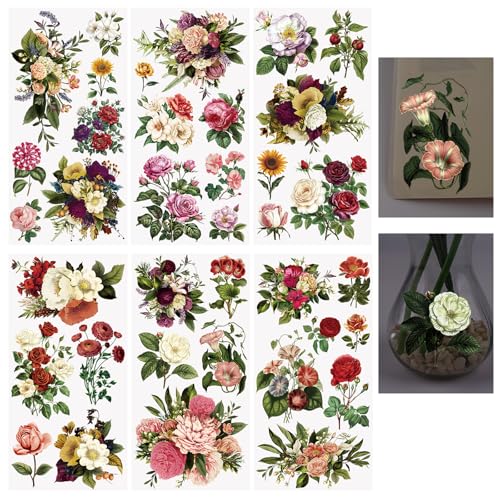 WANDIC 6 x Transfer-Aufkleber, wunderschöne Blumen-Transfer-Aufkleber, wasserdicht, Aufkleber für Möbel und Scrapbooking, 15 x 30 cm WANDIC 6 x Transfer-Aufkleber, wunderschöne Blumen-Transfer-Aufkleber, wasserdicht, Aufkleber für Möbel und Scrapbooking, 15 x 30 cm von WANDIC