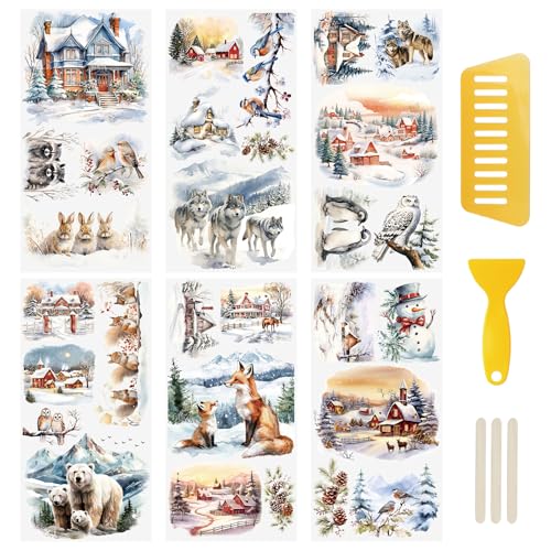 WANDIC 6 x Winter-Schneelandschaft, zum Aufreiben, für Bastelarbeiten, Scrapbooking, Fotomöbel, Fenster WANDIC 6 x Winter-Schneelandschaft, zum Aufreiben, für Bastelarbeiten, Scrapbooking, Fotomöbel, Fenster von WANDIC