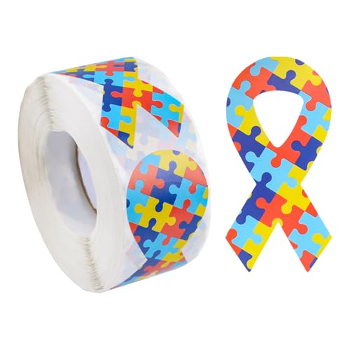 WANDIC Aufkleber mit Autismus-Thema, 500 Stück, bandförmige Aufkleber für Autismus/Aspergers, bunt, selbstklebende Aufkleber-Etiketten WANDIC Aufkleber mit Autismus-Thema, 500 Stück, bandförmige Aufkleber für Autismus/Aspergers, bunt, selbstklebende Aufkleber-Etiketten von WANDIC