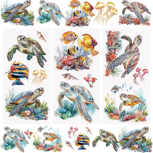 WANDIC Aufkleber mit Meerestiermotiven, Schildkröten, tropische Fische, Aufkleber für Geschenkverpackung, DIY, Scrapbooking, Alben, Möbel, 15 x 30 cm, 3 Stück WANDIC Aufkleber mit Meerestiermotiven, Schildkröten, tropische Fische, Aufkleber für Geschenkverpackung, DIY, Scrapbooking, Alben, Möbel, 15 x 30 cm, 3 Stück von WANDIC
