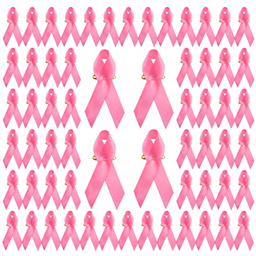WANDIC Brustkrebs-Broschen mit Schleife und Sicherheitsnadel, 7,5 cm, Rosa, 200 Stück von WANDIC