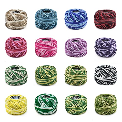 WANDIC Buntes Häkelgarn Baumwolle, 16 Packungen Häkelgarn Set zum Nähen, Häkeln, Strickgarn, Stickgarn für Heimwerker, 8 Meter pro Rolle WANDIC Buntes Häkelgarn Baumwolle, 16 Packungen Häkelgarn Set zum Nähen, Häkeln, Strickgarn, Stickgarn für Heimwerker, 8 Meter pro Rolle von WANDIC