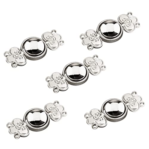 WANDIC Cardigan-Clips, 5 Paar, Vintage-Stil, chinesisches Glücksmuster, Umhang-Verschlüsse, Haken und Ösen, Cardigan-Clip, Umhang-Verschlüsse für Pullover, Schal, Weiß Nickel WANDIC Cardigan-Clips, 5 Paar, Vintage-Stil, chinesisches Glücksmuster, Umhang-Verschlüsse, Haken und Ösen, Cardigan-Clip, Umhang-Verschlüsse für Pullover, Schal, Weiß Nickel von WANDIC