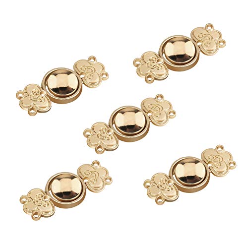 WANDIC Cardigan-Clips, 5 Paar Vintage chinesisches Glücksmuster, Umhang-Verschlüsse zum Aufnähen von Haken und Ösen, Cardigan-Clip, Umhang-Verschlüsse für Pullover, Schal, Hellgold WANDIC Cardigan-Clips, 5 Paar Vintage chinesisches Glücksmuster, Umhang-Verschlüsse zum Aufnähen von Haken und Ösen, Cardigan-Clip, Umhang-Verschlüsse für Pullover, Schal, Hellgold von WANDIC