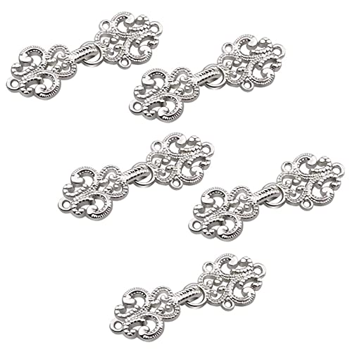 WANDIC Cardigan-Clips, 5 Paar Vintage Hohle Blume Cape Fasteners Nähen auf Haken und Ösen Cardigan Clip Umhang Verschluss Verschlüsse für Pullover Schal Weiß Nickel WANDIC Cardigan-Clips, 5 Paar Vintage Hohle Blume Cape Fasteners Nähen auf Haken und Ösen Cardigan Clip Umhang Verschluss Verschlüsse für Pullover Schal Weiß Nickel von WANDIC