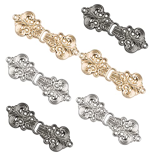 WANDIC Cardigan-Clips, 6 Paar, Vintage-Stil, Hohle Blumenumhang-Verschlüsse, Haken und Ösen, Cardigan-Clip, Umhang-Verschlüsse für Pullover, Schal WANDIC Cardigan-Clips, 6 Paar, Vintage-Stil, Hohle Blumenumhang-Verschlüsse, Haken und Ösen, Cardigan-Clip, Umhang-Verschlüsse für Pullover, Schal von WANDIC