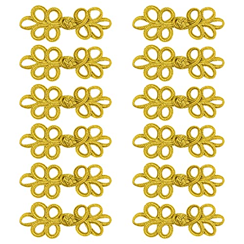 WANDIC Cheongsam Verschlüsse, 12 Paar chinesische Knoten Frosch Knöpfe Verschluss Nähen Verschlüsse für DIY Nähen Pullover Schal Kostüme Outfit Dekoration Gold WANDIC Cheongsam Verschlüsse, 12 Paar chinesische Knoten Frosch Knöpfe Verschluss Nähen Verschlüsse für DIY Nähen Pullover Schal Kostüme Outfit Dekoration Gold von WANDIC
