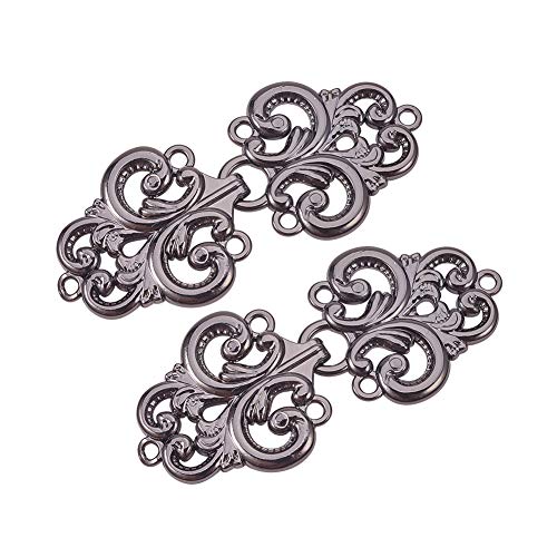 WANDIC Umhang-Verschlüsse, 2 Paar, wirbelnde Blumen zum Aufnähen und Clip-on Cardigan-Haken, Farbe kanonenschwarz WANDIC Umhang-Verschlüsse, 2 Paar, wirbelnde Blumen zum Aufnähen und Clip-on Cardigan-Haken, Farbe kanonenschwarz von WANDIC