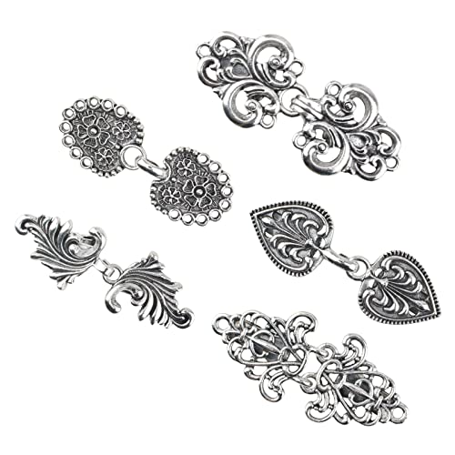 WANDIC Cloak Verschluss Verschlüsse, 5 Paar 5 Stile Retro Cardigan Clips Swirl Blume Cape Verschlüsse mit Clip für Kleidung Pullover Schal Antike Silber WANDIC Cloak Verschluss Verschlüsse, 5 Paar 5 Stile Retro Cardigan Clips Swirl Blume Cape Verschlüsse mit Clip für Kleidung Pullover Schal Antike Silber von WANDIC