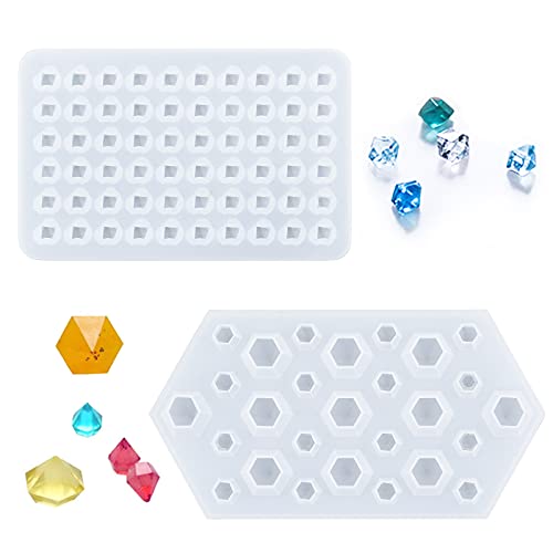 WANDIC Diamant-Silikonform, 2 Stück, kleine Edelstein-Gussformen, 3D-Edelstein-Epoxidharz-Form für DIY Handwerk Anhänger Halskette Kunst Dekoration WANDIC Diamant-Silikonform, 2 Stück, kleine Edelstein-Gussformen, 3D-Edelstein-Epoxidharz-Form für DIY Handwerk Anhänger Halskette Kunst Dekoration von WANDIC