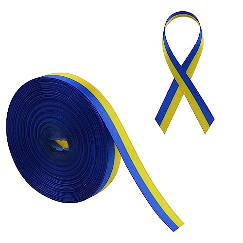 WANDIC Down Syndrome Bewusstseins-Satinband, 20 Yards langes gelbes und blaues Band, World Down Syndrome Day Band zum Verpacken von Geschenken, Broschen WANDIC Down Syndrome Bewusstseins-Satinband, 20 Yards langes gelbes und blaues Band, World Down Syndrome Day Band zum Verpacken von Geschenken, Broschen von WANDIC