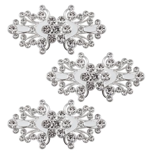 WANDIC Eleganter Umhangverschluss, 3 Paar, Cardigan-Clips, Kragenverschluss, Kleid, Hemd, Brosche, Clips, Pullover, Schal-Verschluss für Party, Hochzeit, Arbeitskleidung von WANDIC
