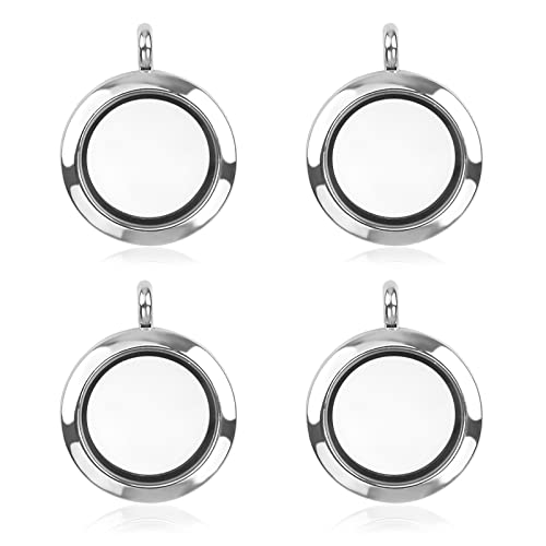 WANDIC Glänzende Foto-Charms, 4 Stück, rund, Erinnerungs-Medaillon, Anhänger, Brautschmuck, Hochzeitsstrauß, Charms für Foto oder Dekoration, 25 mm, Glas Silber WANDIC Glänzende Foto-Charms, 4 Stück, rund, Erinnerungs-Medaillon, Anhänger, Brautschmuck, Hochzeitsstrauß, Charms für Foto oder Dekoration, 25 mm, Glas Silber von WANDIC